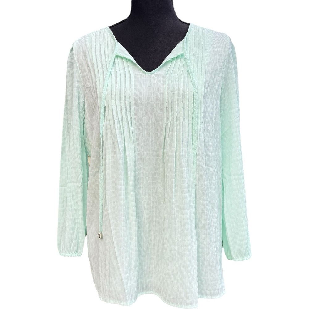 NWOT Tommy Hilfiger Peasant Top, Small Light Aqua Blue - Green Bohemian Blouse